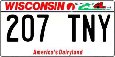 WI license plate 207TNY