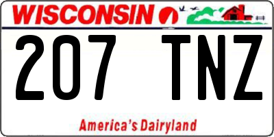 WI license plate 207TNZ