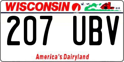 WI license plate 207UBV
