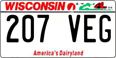 WI license plate 207VEG