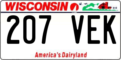 WI license plate 207VEK