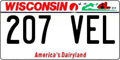 WI license plate 207VEL