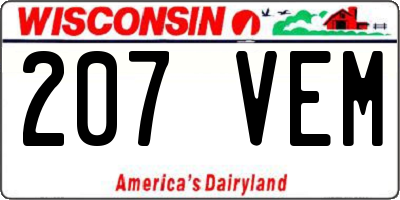 WI license plate 207VEM