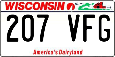WI license plate 207VFG