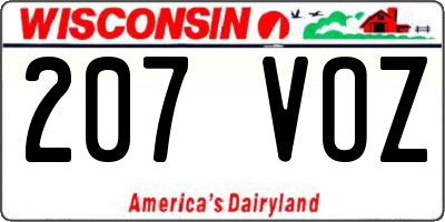 WI license plate 207VOZ