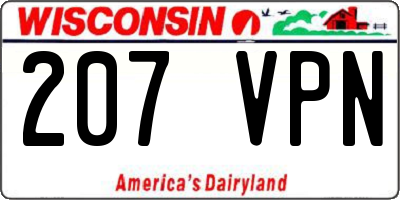 WI license plate 207VPN
