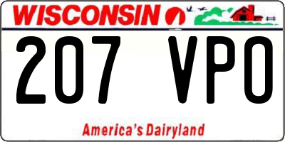 WI license plate 207VPO