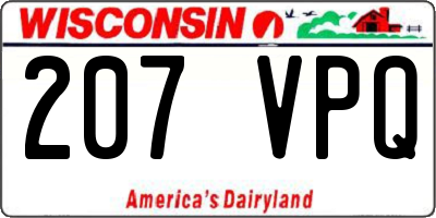 WI license plate 207VPQ