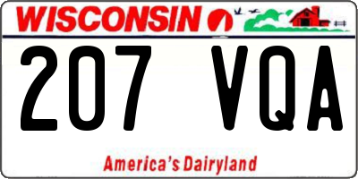 WI license plate 207VQA