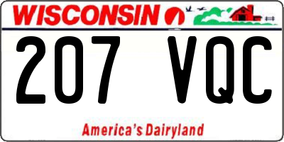 WI license plate 207VQC