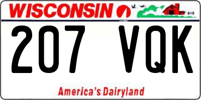 WI license plate 207VQK