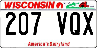 WI license plate 207VQX