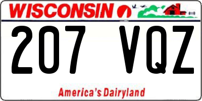 WI license plate 207VQZ