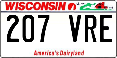 WI license plate 207VRE