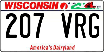 WI license plate 207VRG