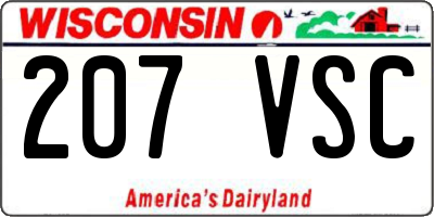 WI license plate 207VSC