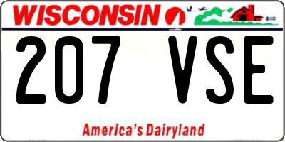 WI license plate 207VSE