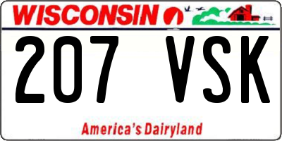 WI license plate 207VSK