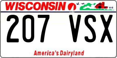 WI license plate 207VSX