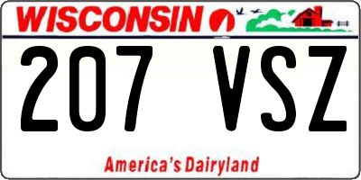 WI license plate 207VSZ