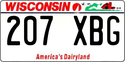 WI license plate 207XBG