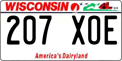 WI license plate 207XOE