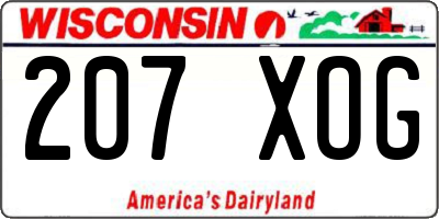WI license plate 207XOG
