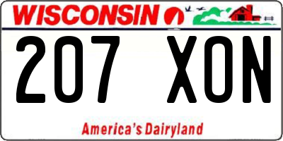 WI license plate 207XON