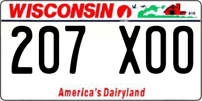 WI license plate 207XOO