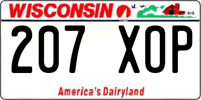 WI license plate 207XOP