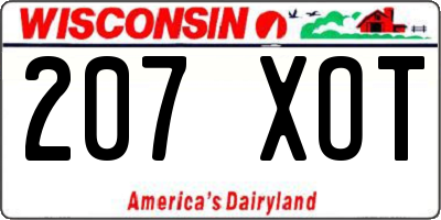 WI license plate 207XOT