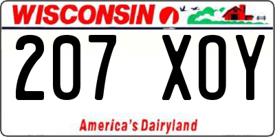 WI license plate 207XOY