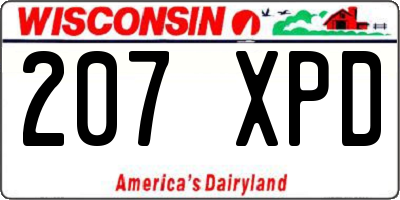 WI license plate 207XPD