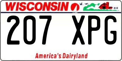WI license plate 207XPG