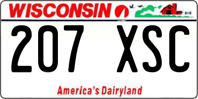 WI license plate 207XSC