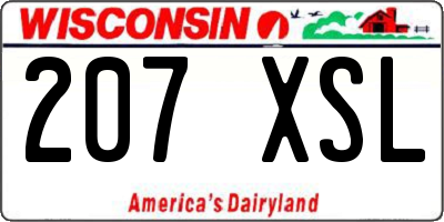 WI license plate 207XSL