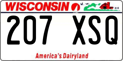 WI license plate 207XSQ