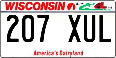 WI license plate 207XUL