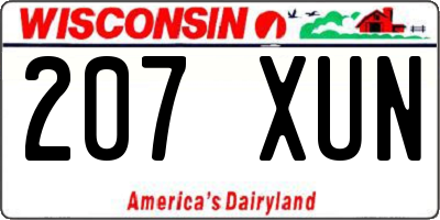 WI license plate 207XUN