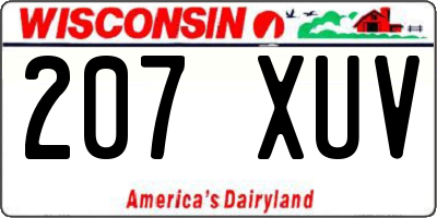 WI license plate 207XUV