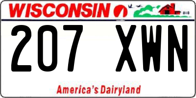 WI license plate 207XWN
