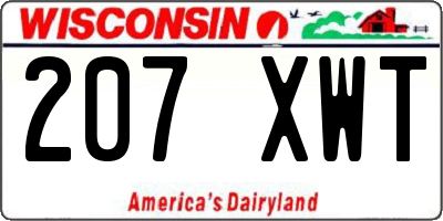 WI license plate 207XWT