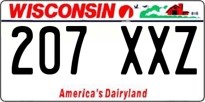 WI license plate 207XXZ