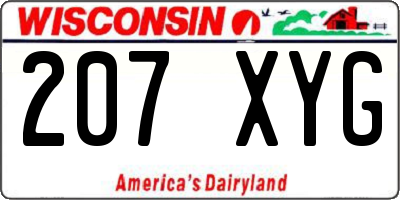 WI license plate 207XYG