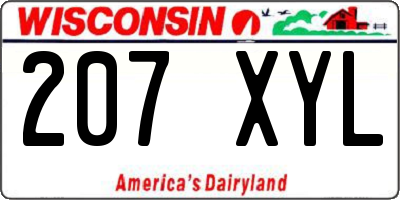 WI license plate 207XYL