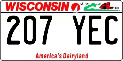 WI license plate 207YEC