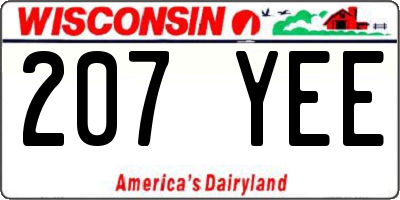 WI license plate 207YEE