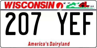 WI license plate 207YEF