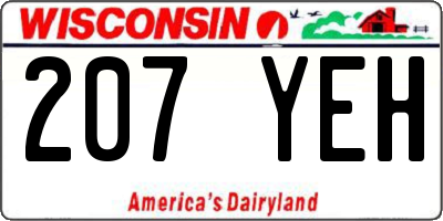 WI license plate 207YEH