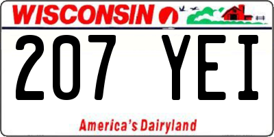 WI license plate 207YEI